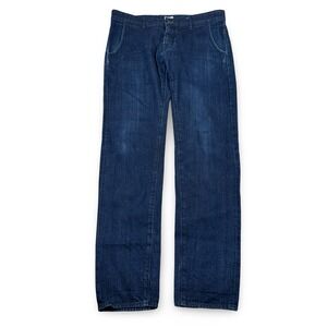 Railcar Fine Goods Mens Orange Line Selvedge Denim Jeans Dark Indigo Blue USA 35